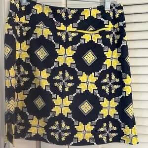 Navy and Yellow Patterned Women's Skirt